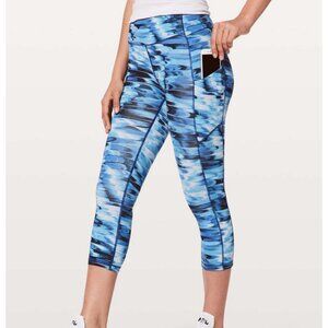 EUC Lululemon Speed Up Crop 21” Tidal Multi Women's 6 Luxtreme Blue Run Leggings